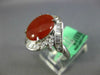 ESTATE WIDE 4.0CT DIAMOND & AAA RED JADEITE 14KT WHITE GOLD OVAL HEART LOVE RING