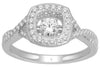 ESTATE 0.5CT DIAMOND 14K WHITE GOLD SQUARE CLUSTER KNOT HALO FLOATING RING