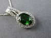 ESTATE 1.54CT DIAMOND & AAA GREEN GARNET 14KT WHITE GOLD 3D OVAL HALO PENDANT