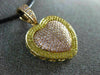 LARGE .80CT WHITE & FANCY YELLOW DIAMOND 18K WHITE & ROSE GOLD 3D HEART PENDANT