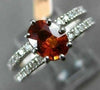 ESTATE 1.87CT DIAMOND & AAA ORANGE SAPPHIRE 14KT WHITE GOLD TWO ROW PROMISE RING