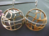 ESTATE LARGE .16CT DIAMOND 14K WHITE & ROSE GOLD 3D CIRCULAR MULTI WAVE EARRINGS