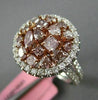 ESTATE LARGE GIA 2.46CT PINK & WHITE DIAMOND 18KT GOLD 3D HALO SPLIT SHANK RING