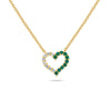 .22CT DIAMOND & AAA EMERALD 14KT YELLOW GOLD OPEN HEART ADJUSTABLE LOVE NECKLACE