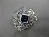 ESTATE WIDE 1.10CT DIAMOND SAPPHIRE 14K WHITE GOLD 3D OPEN FILIGREE PROMISE RING