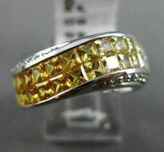 ESTATE 2.72CT DIAMOND YELLOW SAPPHIRE 14K WHITE GOLD GRADUATING CRISS CROSS RING