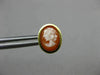 ESTATE OVAL 14KT YELLOW GOLD HANDCRAFTED LADY SHELL CAMEO EARRINGS 10mm #19573