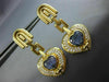 ESTATE EXTRA LARGE 10CT DIAMOND & AAA TANZANITE 18K YELLOW GOLD 3D LOVE EARRINGS