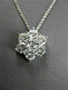 ESTATE LARGE 1.50CT DIAMOND 14K WHITE GOLD 3D FLOWER STAR FLOATING PENDANT CHAIN