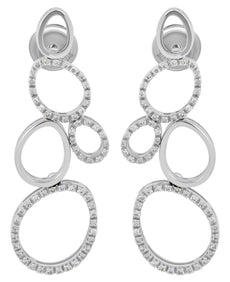 LARGE .56CT DIAMOND 18KT WHITE GOLD MULTI OPEN TEAR DROP FUN HANGING EARRINGS