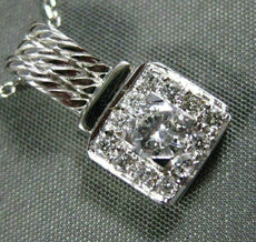 ANTIQUE .45CT DIAMOND 14KT WHITE GOLD 3D SQUARE CLUSTER FILIGREE PENDANT #15024