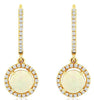 1.26CT DIAMOND & AAA OPAL 14KT YELLOW GOLD 3D ROUND HALO FLOWER HANGING EARRINGS
