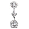 ESTATE .59CT DIAMOND 14KT WHITE GOLD ROUND & BAGUETTE FLOWER BY THE YARD PENDANT