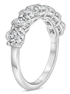 2.13CT DIAMOND 14K WHITE GOLD OVAL CLASSIC 7 STONE SHARED PRONG ANNIVERSARY RING