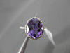 ESTATE 2.81CT DIAMOND & AAA AMETHYST 14K WHITE GOLD 3D OVAL HALO ENGAGEMENT RING