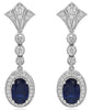 LARGE 8.48CT DIAMOND & AAA SAPPHIRE 18KT WHITE GOLD OVAL & ROUND CROWN EARRINGS