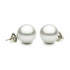 ESTATE AAA 10MM SOUTH SEA PEARL 14KT WHITE GOLD CLASSIC SOLITAIRE STUD EARRINGS