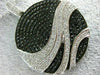 LARGE 2.21CT WHITE & BLACK DIAMOND 18KT WHITE GOLD 3D CIRCULAR WAVE FUN PENDANT