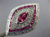 ESTATE EXTRA LARGE 3.88CT DIAMOND & AAA RUBY 14KT WHITE GOLD MARQUISE SHAPE RING