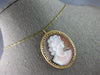 ESTATE LARGE AAA MOTHER OF PEARL 14KT YELLOW GOLD LADY CAMEO PIN PENDANT