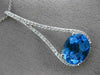 ESTATE X LARGE 5.69CT DIAMOND & AAA BLUE TOPAZ 14K WHITE GOLD PEAR SHAPE PENDANT
