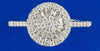 ESTATE .36CT DIAMOND 18KT WHITE GOLD 3D ROUND & BAGUETTE CLUSTER FLOWER FUN RING