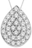 ESTATE 0.1CT DIAMOND 14KT WHITE GOLD 3D CLASSIC PAVE TEAR DROP FLOATING PENDANT