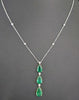 4.81CT DIAMOND & AAA EMERALD 18KT WHITE & YELLOW GOLD 3 STONE TEAR DROP NECKLACE