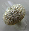 ESTATE MASSIVE 7.89CT DIAMOND 18K YELLOW GOLD MULTI ROW PAVE DOME SHAPE FUN RING