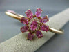 ESTATE LARGE 5.10CT DIAMOND & RUBY 14KT ROSE GOLD FLOWER CLASSIC BANGLE BRACELET