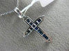 ESTATE .79CT ROUND DIAMOND & AAA PRINCESS SAPPHIRE 18K WHITE GOLD CROSS PENDANT