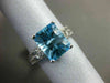 ESTATE 4.03CT DIAMOND & BLUE TOPAZ 14K WHITE GOLD 3D EMERALD CUT ENGAGEMENT RING