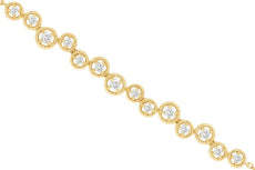 .29CT DIAMOND 14KT YELLOW GOLD 3D ROUND CRISS CROSS ETERNITY FUN TENNIS BRACELET