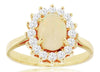1.33CT DIAMOND & AAA OPAL 14KT YELLOW GOLD 3D OVAL FLOWER FRIENDSHIP LOVE RING