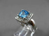 ESTATE 1.55CT DIAMOND & AAA BLUE TOPAZ 14KT WHITE GOLD CLASSIC SQUARE HALO RING