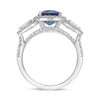LARGE 3.46CT DIAMOND & AAA SAPPHIRE PLATINUM 3D CUSHION 3 STONE ENGAGEMENT RING