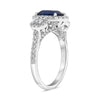 LARGE GIA 3.15CT DIAMOND & AAA SAPPHIRE 14KT WHITE GOLD 3 STONE ENGAGEMENT RING