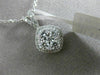 ESTATE .65CT DIAMOND 18KT WHITE GOLD SQUARE CLUSTER HALO FLOATING PENDANT CHAIN