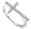 ESTATE .16CT DIAMOND 18KT WHITE GOLD 3D CLASSIC SIDEWAYS CROSS FUN RING