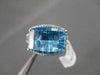 ESTATE WIDE 6.43CTW DIAMOND & AAA BLUE TOPAZ 14KT WHITE GOLD 3D RECTANGULAR RING