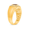 LARGE 3.29CT DIAMOND & RUBY 14KT YELLOW GOLD 3D EMERALD CUT SOLITAIRE MEN'S RING