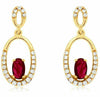 ESTATE .65CT DIAMOND & AAA RUBY 14K YELLOW GOLD 3D OVAL CLASSIC HANGING EARRINGS