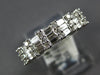 ESTATE 1.13CT DIAMOND 18KT WHITE GOLD 3D ROUND & BAGUETTE 3 ROW ANNIVERSARY RING