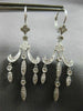 ANTIQUE LONG .50CT DIAMOND 14KT WHITE GOLD 3D FILIGREE HANGING EARRINGS #19857