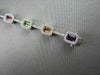 ESTATE 18KT 6.81CT MULTI COLOR EMERALD CUT SAPPHIRE & DIAMONDS GOLD BRACELET