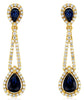 3.06CT DIAMOND & AAA SAPPHIRE 14KT YELLOW GOLD 3D TEAR DROP HANGING EARRINGS