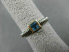 ESTATE .50CT AAA BLUE TOPAZ 925 SILVER & 14KT GOLD SQUARE SOLITAIRE RING #22033
