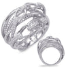 LARGE .74CT DIAMOND 14KT WHITE GOLD 3D CRISS CROSS MULTI ROW LOVE KNOT FUN RING