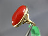 ESTATE LARGE AAA CORAL 14KT YELLOW GOLD 3D OVAL CLASSIC FUN RING