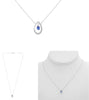 .26CT DIAMOND & AAA SAPPHIRE 14KT WHITE GOLD 3D PEAR SHAPE & ROUND LOVE NECKLACE